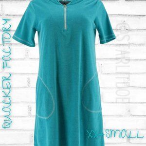 Quacker Factory terry cover-up rhinestone teal XXS